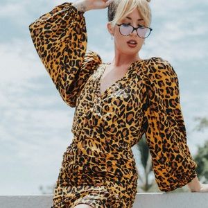 Ronny Kobo Giorgia leopard silk dress